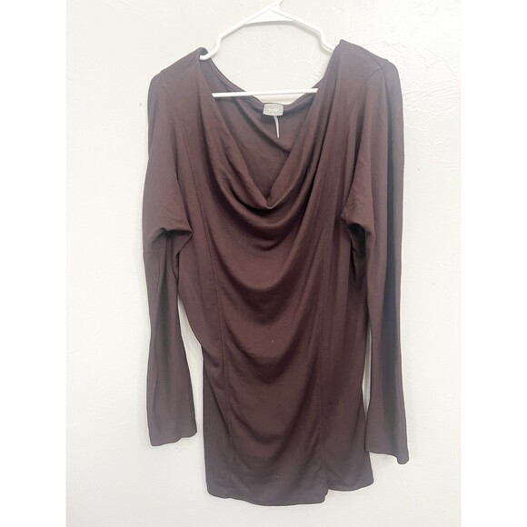 BOBI Los Angeles Brown Tunic Shirt Travel Stretch Size LARGE Capsule Oversized - Picture 1 of 5